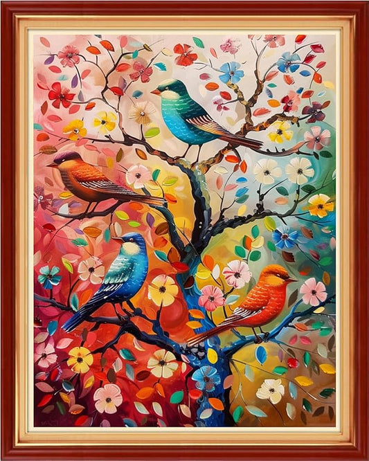 Funchey Stamped Cross Stitch Kits, DIY Cross Stitch Pattern for Adults Beginners Needlepoint Kits Embroidery Kit Arts and Crafts 11CT&The Birds on The treetops 16x20 inch