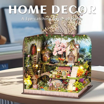Kisoy DIY Miniature House Kit, Tiny House Building Kit with Furniture and LED Light for Adults and Teens, DIY Mini House Craft Kit, Decorations/Gifts for Family and Friends (Whispering Woods)