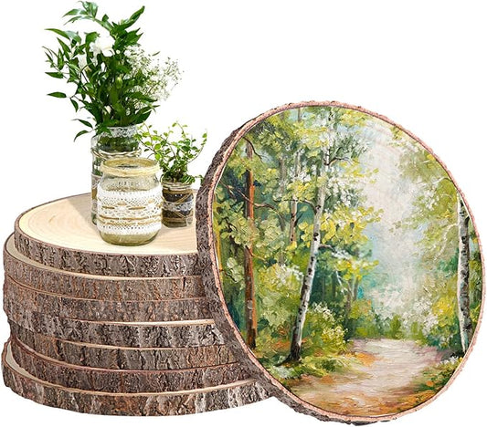 8Pcs 10-12 Inches Wood Slices Large Wood Rounds Centerpieces for Tables Rustic Round Wooden Discs