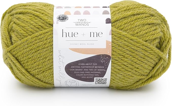 Lion Brand Yarn, Hue + Me Chunky Yarn for Crocheting, Knitting, and Crafts, Dirty Chartreuse, 1 Pack