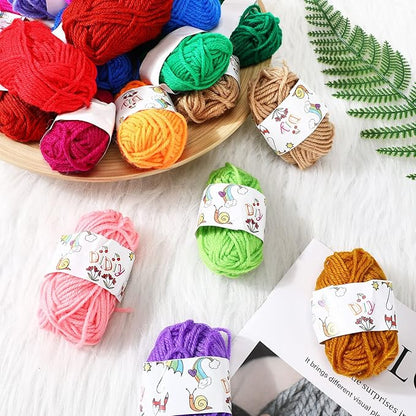 Nuogo 150 Rolls Acrylic Crochet Yarn Bulk 3300 Yards Knitting Acrylic Yarn Skeins Soft Mini Soft Crochet Skeins Multicolor for Knitting Handcraft Weaving Projecting Kit(Mixed Colors)