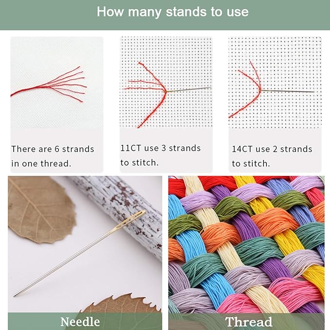 Funxvoot Stamped Cross Stitch Kits for Beginners or Adults Embroidery Starter Patterns | DIY Printed Cross Stitch Kits Needlepoint for Adults 11CT-Colorful Floral Scenery 18x18 inch