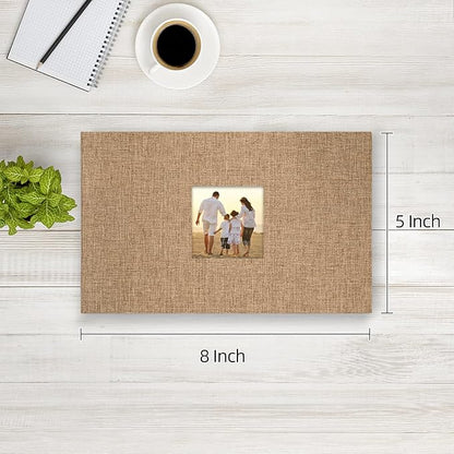 potricher Small Photo Album 4x6 100 Photos Linen Cover Picture Photo Book for Family Wedding Anniversary Baby Vacation (Khaki,100 Pockets)