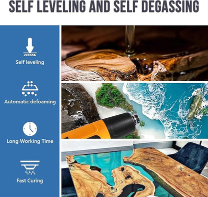 Epoxy Resin 4 Gallon - Crystal Clear Epoxy Resin Kit - Self-Leveling, High-Glossy, No Yellowing, No Bubbles Casting Resin Perfect for Crafts, Table Tops, DIY 1:1 Ratio (2 Gallon x 2)