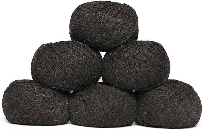 Origins - 100% Baby Alpaca Yarn Wool Set of 6 Skeins (300 Grams) DK Weight Made in Peru Natural Colors (Undyed) Heavenly Soft Perfect for Knitting and Crocheting (Midnight Gray, Origins 6 Skeins DK)