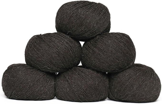 Origins - 100% Baby Alpaca Yarn Wool Set of 6 Skeins (300 Grams) DK Weight Made in Peru Natural Colors (Undyed) Heavenly Soft Perfect for Knitting and Crocheting (Midnight Gray, Origins 6 Skeins DK)