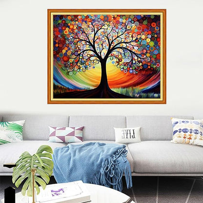Dooxvey Cross Stitch Kits for Adults Stamped Full Range of Embroidery Starter Kits for Beginners 11CT Printed Cross Stitch Patterns Needlepoint Kits Stamped Crossstitching-Starry Sky Tree 16x20 inch