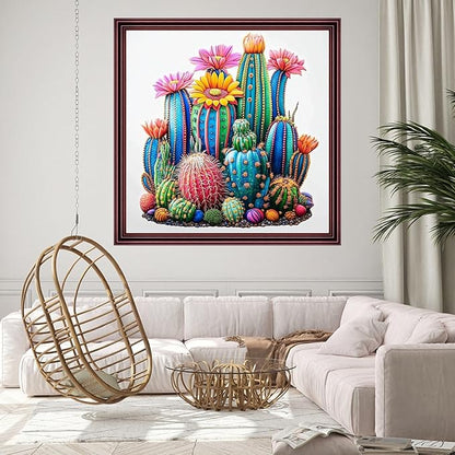 DMCCRAFT Stamped Cross Stitch Kits for Adults 11CT Printed Cross-Stitch Patterns Embroidery Kits Easy Cross Stitching Needlepoint Kits Crossstitch-Colorful Succulent Plants Flowers 18x18 inch