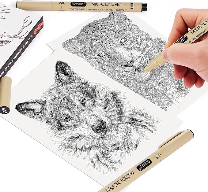 PANDAFLY Black Fineliners Pens, 0.25mm, 5 Pack Ultra Fine Point Pen, Black Art Pen for Drawing, Micro Pens for Drawing, Sketching, Bible Journaling, Manga, Anime