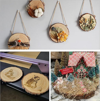 26 PCS Unfinished Wood Slices for Centerpieces, 5.5-6.3 Inch Natural Wood Slices with Tree Bark Pine and Wood Rounds Discs for DIY Crafts, Centerpieces, Art & Decor
