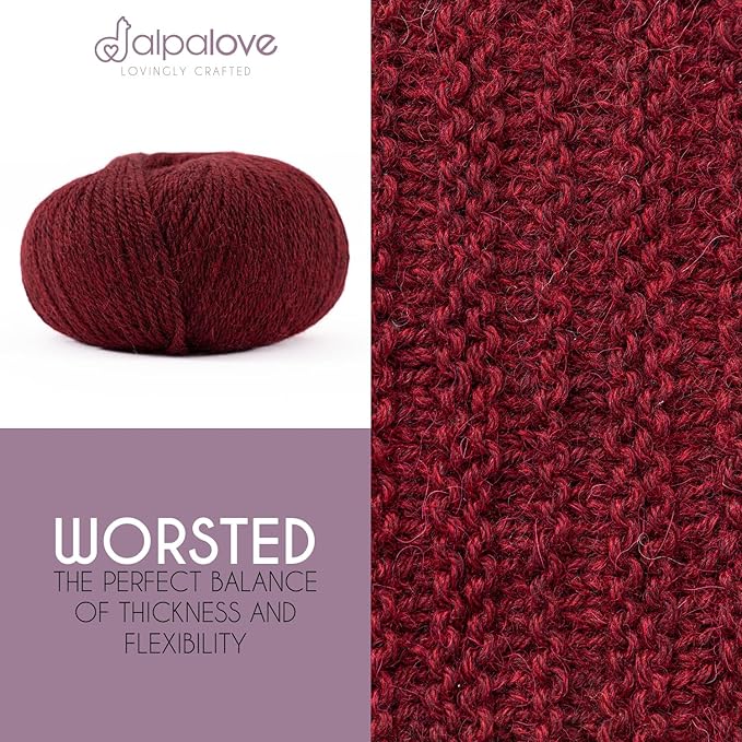 Worsted Set (6 x 1.75 oz) Super Soft Baby Alpaca Knitting Yarn Red Wine 656 Yards