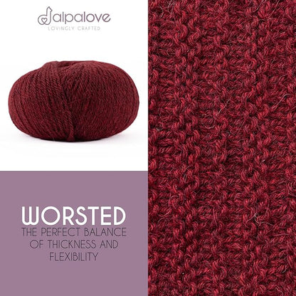 Worsted Set (6 x 1.75 oz) Super Soft Baby Alpaca Knitting Yarn Red Wine 656 Yards