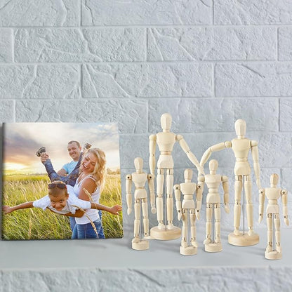 Menkxi 6 Pcs Artist Mannequin Model Wooden Manikin Drawing Moveable Figure with Stand Flexible Jointed Mannequin Human Drawing Model for Artists Sketching Painting Home Decoration