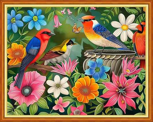 Funchey Stamped Cross Stitch Kits, DIY Cross Stitch Pattern for Adults Beginners Needlepoint Kits Embroidery Kit Arts and Crafts 11CT&Bird Scenery 16x20 inch