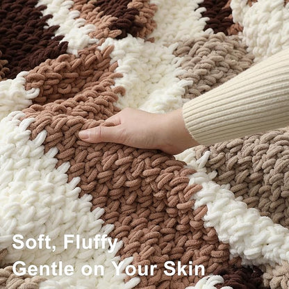 #6 Super Bulky Blanket Yarn for Crocheting - 4 Skeins(Each 10.5oz/300g, 220yds/201m), Chunky Chenille Thick Plush Big Soft Yarn for Crocheting Knitting Blankets, Dark Coffee