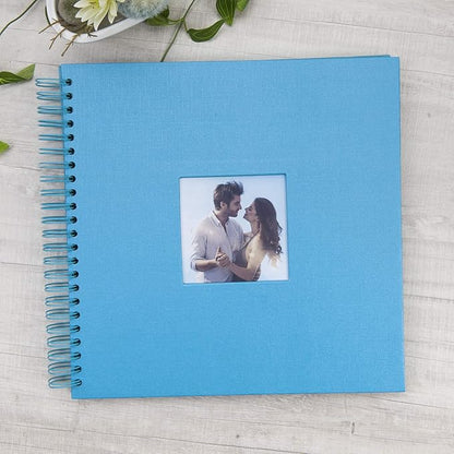 12 x 12 Inch Large DIY Scrapbook Photo Album with Window Design Cover 80 Pages Craft Paper Memory Book for Weeding Anniversary Travel and Baby (Blue)