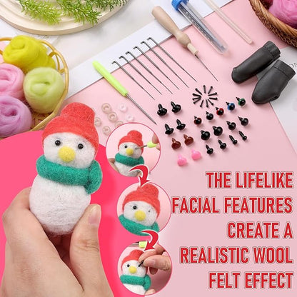 JUPEAN Needle Felting Kits, 60 Colors Wool Roving, Wool Felting Kit with Felting Needles, Foam Mat, Needle Felting Supplies