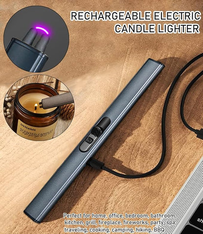 5IN1 Candle Accessory Set, Candle Wick Trimmer Cutter, Candle Snuffer & Candle Wick Dipper,Electric Lighter,Storage Tray Plat & Bag for Aromatherapy Candle Lover (Black)
