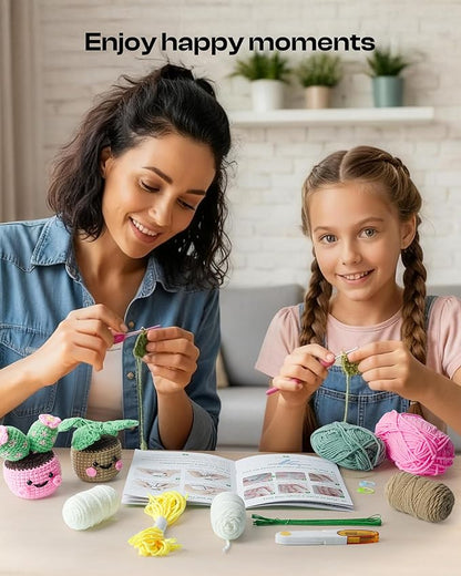 Caydo Crochet Kit for Beginners with Step-by-Step Video Tutorials, Crochet Starter Kits for Adults, Potted Hanging Plants Craft Kit with Yarn Sets for Home/Car Decoration, Gift for All Ages