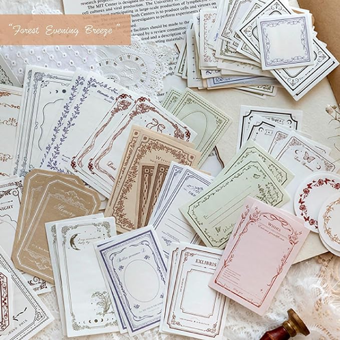 SIBLYMONA 200Pcs Vintage Memo Material Pack Memo Collection Series for Scrapbooking, Junk Journal Supplies DIY Art Crafts Bullet Journal Diary Album Planne (SetB)