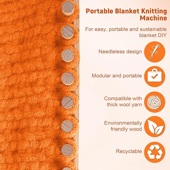AIOWZZY 55” Chunky Knitting Blanket Loom - Customizable Knitting Loom - Adjustable Size & Portable Design Chunky Knit Blanket Loom - Beginner-Chunky Yarn Loom for Beginners and Home Decoration