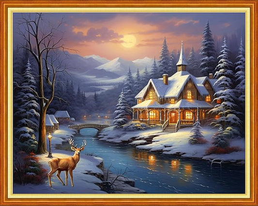 Artvxeay Stamped Cross Stitch Kits | Embroidery Kits for Beginners Craft Kit Needlepoint for Adults Supplies DIY 11CT- (Winter Snow Scenery 16x20 inch)