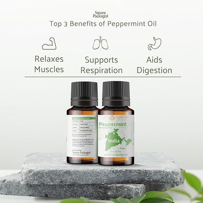 Nature Packaged Peppermint Essential Oil - Direct from Norex Flavours India - Steam Distilled - Aceite Esencial de Menta for Aromatherapy, Massage, Diffuser, DIY Candle and Soap Making - 2lbs