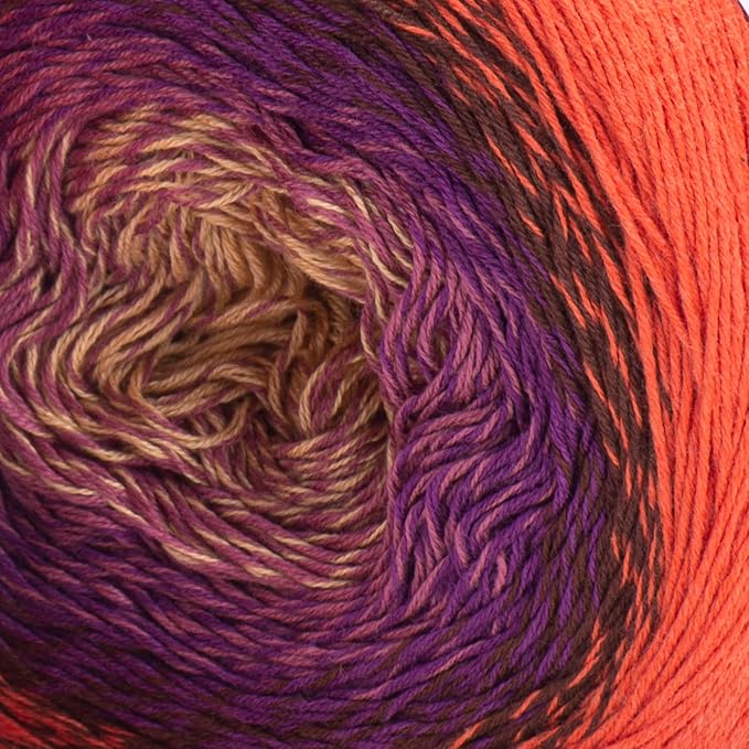 2 Skein/Pack Yarnart Flowers Gradient Yarn, Each Ball 8.8 Oz (250gr) / 1094 Yards (1000m), 55% Cotton 45% Acrylic, Superfine Fingering Weight for Knitting and Crochet, 295 - Orange Beige