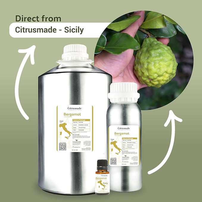 Nature Packaged Bergamot Essential Oil - Direct from Citrusmade in Sicily- Pure Essential Oil for Diffusers and Aromatherapy | 100% Pure Therapeutic Grade (22lbs)