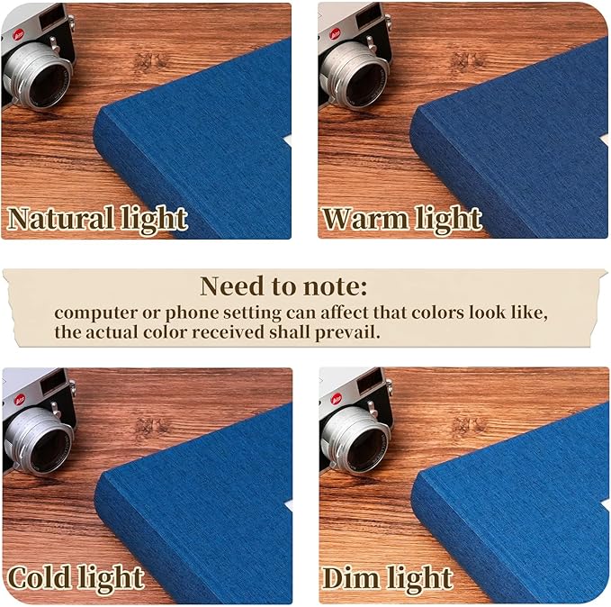 Vienrose Scrapbook Album 12" x 12", Large Linen Photo Album with Writing Space, DIY Scrapbook Supplies for Wedding, Baby, Family Memories & Travel (50 sheets / 100 pages, Navy Blue)