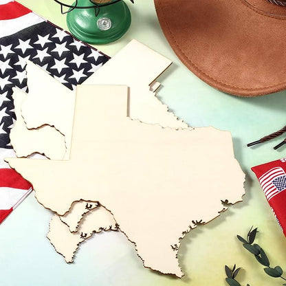 BBTO 3 Pack Texas Unfinished Wood Cutouts US State 10" Wood Slices Wooden Paint Crafts Christmas Ornaments Pieces for Home Decor Ornament DIY Craft Art Project