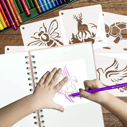 50 PCS Animal Painting Stencils Reusable Animal Stencils for Painting on Wood Rocks Canvas Fabric Glass Pottery 4x4 Inch