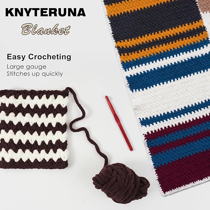 #6 Super Bulky Blanket Yarn for Crocheting - 4 Skeins(Each 10.5oz/300g, 220yds/201m), Chunky Chenille Thick Plush Big Soft Yarn for Crocheting Knitting Blankets, Dark Coffee