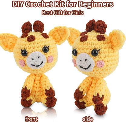 Crochet Kit for Beginners Crochet Animal Kit Crafts for Adults with Step by Step Video Tutorial Hobbies for Women Crochet kit Crochet Animals Beginner Crochet kit DIY Knitting Supplies（Handsome Deer）