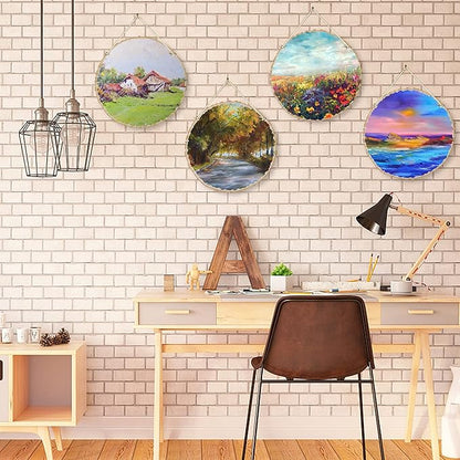 8 Pcs Large Unfinished Wood Slices, 8-9 Inches Wood Slabs for Centerpieces Natural Wooden Circle, DIY Wood Centerpieces for Tables Wedding Party Door Sign Decor