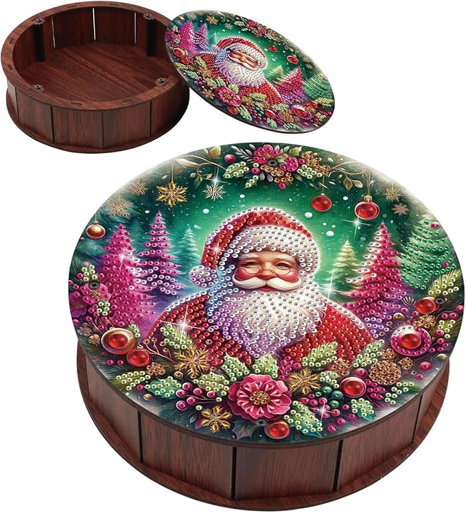 DIY diamond painting fruit bowl storage box, Santa Claus rhinestone decoration tray handmade set, for desktop item storage, multifunctional creative craft gift