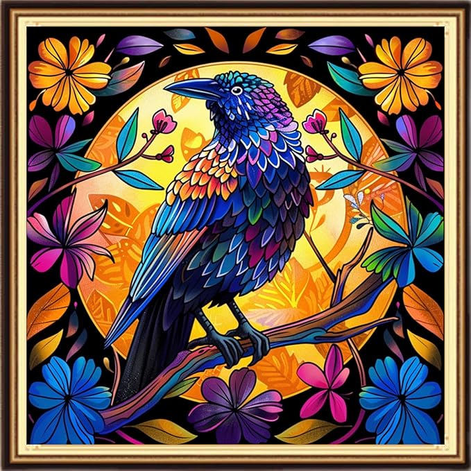 DMCVIVR Stamped Cross Stitch Kits for Adults Beginners Embroidery Kits 11CT Needlepoint Kits Cross Stitch Patterns Embroidery Patterns- Moonlight Night Birds Flowers 18x18 inch