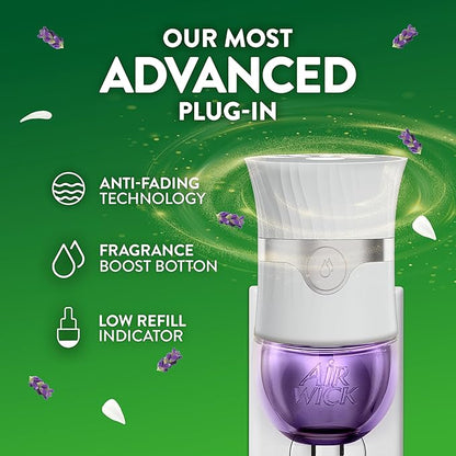 Air Wick Plug in Scented Oil Starter Kit, 2 Warmers + 6 Refills, Lavender & Chamomile, Eco Friendly, Essential Oils, Air Freshener