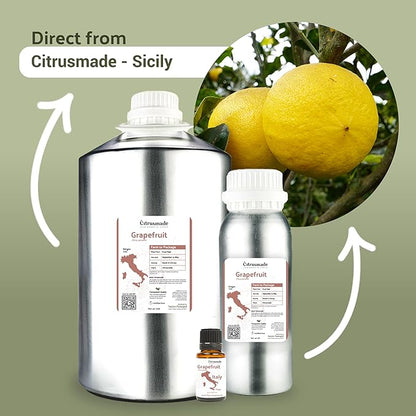 Nature Packaged Grapefruit Essential Oil - Direct from Citrusmade in Sicily - Natural Aceite de Pomelo for Skin and Energy - Aromatherapy | 100% Pure Therapeutic Grade (15ml)