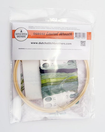 DUTCH STITCH BROTHERS Aspire Embroidery Starter Kit with Pattern and Instructions. Stamped Embroidery Kits with Embroidery Clothes with Pattern. 6" Embroidery Hoop