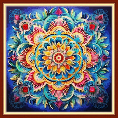 Redxing Stamped Cross Stitch Kits Full Range of Embroidery Starter Kits- Needlepoint Counted Cross Stitch Kits for Beginner Adults 11CT Printed Embroidery Kit-Magic Mandala 18x18 inch