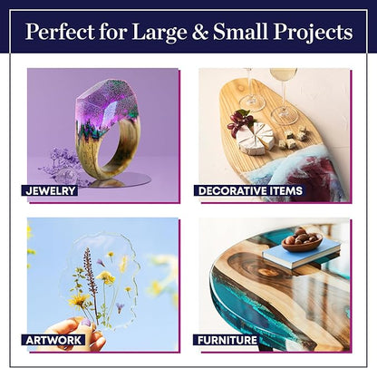 Epoxy Resin Kit 16 Ounce- (8oz Resin + 8oz Hardener) Resin Epoxy Craft Kit Gift- Non-Toxic, Crystal Clear, Odor-Free, UV Resistant, High Gloss Art Resin - Craft Stunning Creations with Ease (16oz)