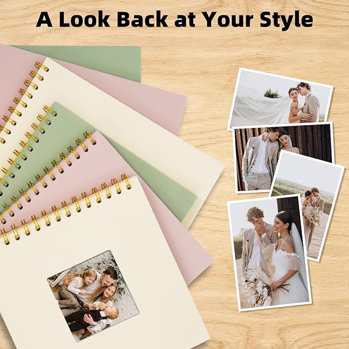 Vienrose 8 x 8 Inch Scrapbook Photo Album, Linen Hardcover Photo Book with 40 White Pages, DIY Memory Book Kit with Accessories for Wedding, Baby Shower, Travel, Christmas (LightGreen, 20 Sheets)