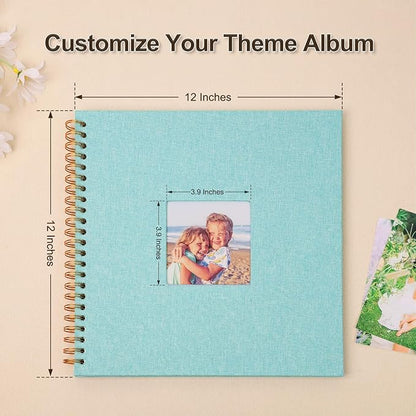 Scrapbook Photo Album 12x12 Inches 80 Pages Hardcover Kraft Paper Linen Cover Scrap Book Memory Book DIY Scrapbook Albums for Wedding Baby Boyfriend Travel Anniversary Family, LightBlue