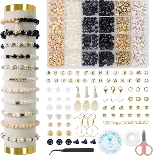 TOIPINIO Bracelet Making Kit Jewelry Making Supplies Kit Natural Stone Beads for Irregular Natural Stone with for DIY Craft-1736 PCS Friendship Bracelet/Necklace/Earrings for Adults (Blue Sandstone)