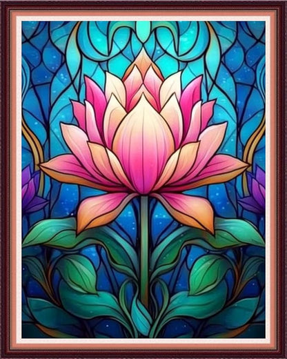 Fanxvivy Stamped Cross Stitch Kits for Beginners Full Range of Cross Stitching Preprinted Embroidery Kits for Adults, 11CT Embroidery Pattern Needlepoint Kits-Colorful Lotus Flowers 16x20 inch