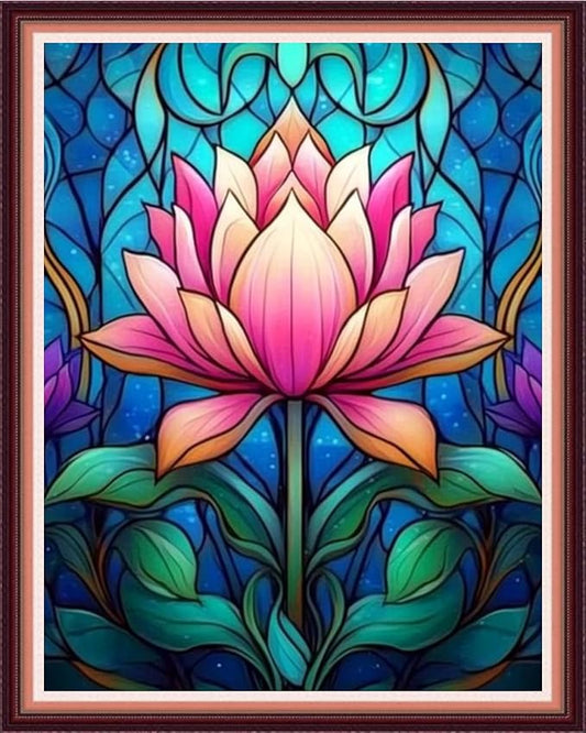 Fanxvivy Stamped Cross Stitch Kits for Beginners Full Range of Cross Stitching Preprinted Embroidery Kits for Adults, 11CT Embroidery Pattern Needlepoint Kits-Colorful Lotus Flowers 16x20 inch