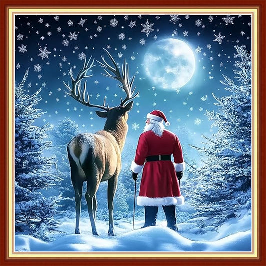 Funchey Stamped Cross Stitch Kits, DIY Cross Stitch Pattern for Adults Beginners Needlepoint Kits Embroidery Kit Arts and Crafts 11CT&Santa Claus Snow Scene 18x18 inchs