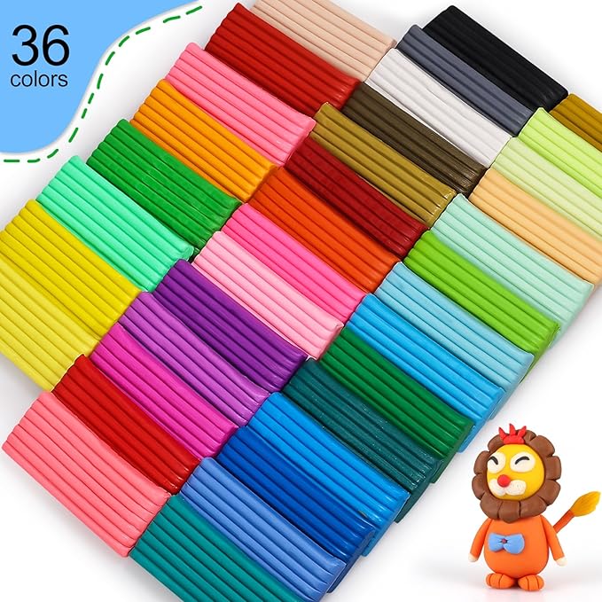 CiaraQ Polymer Clay Starter kit, Oven Baked Modeling Clay with Sculpting Tools, 36 Colors, 2.6 lbs