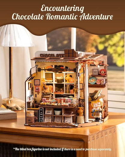 Rolife DIY Miniature House Kit Henry's Chocolate Shop, Tiny House Book Nook for Bookshelf Decor, 3D Puzzles Model Building Kits for Teens, Birthday Gifts/Craft Kits for Girls Boys (Henry's Chocolate)